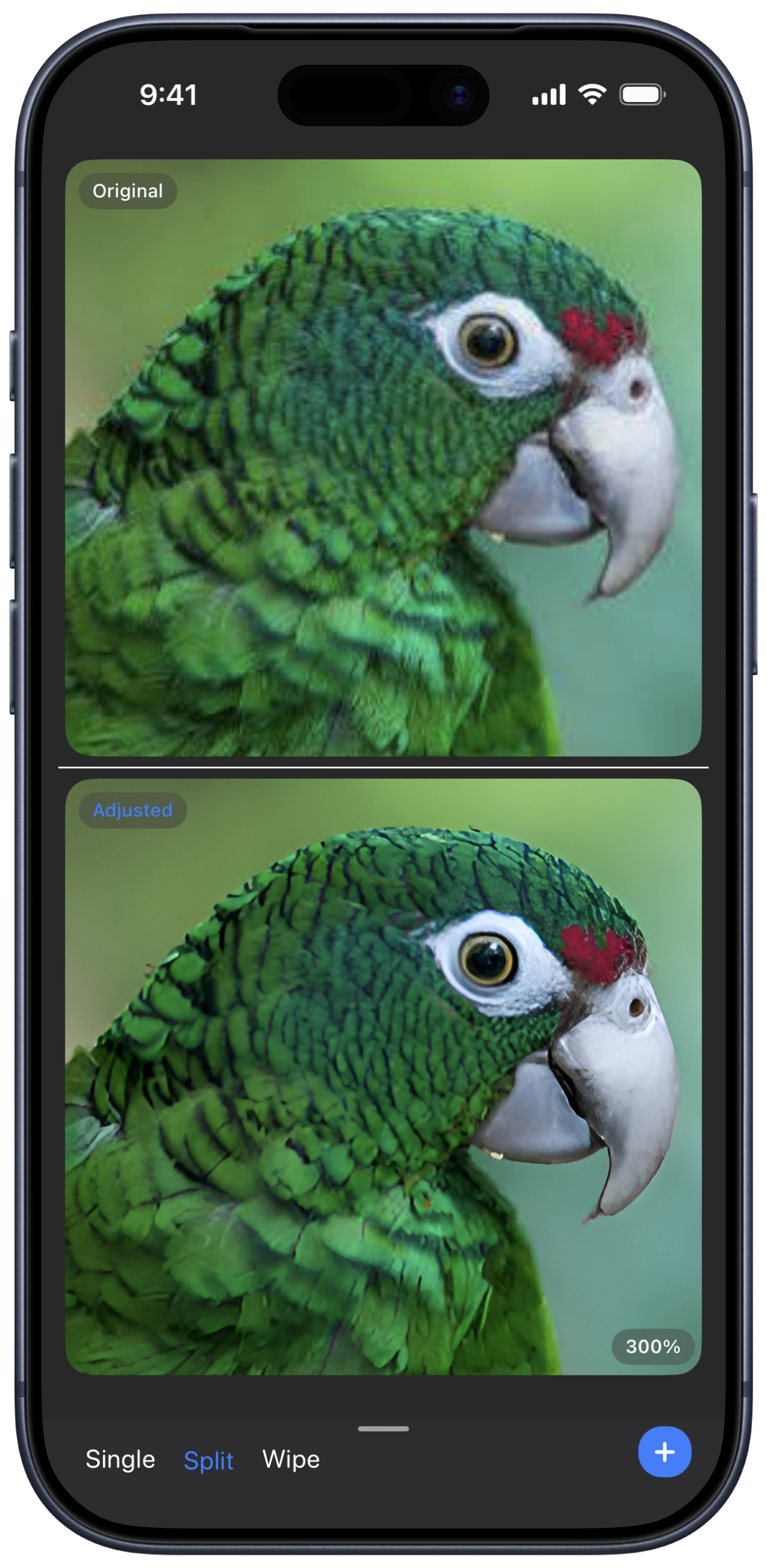 Pixzool original and enhanced split comparison
